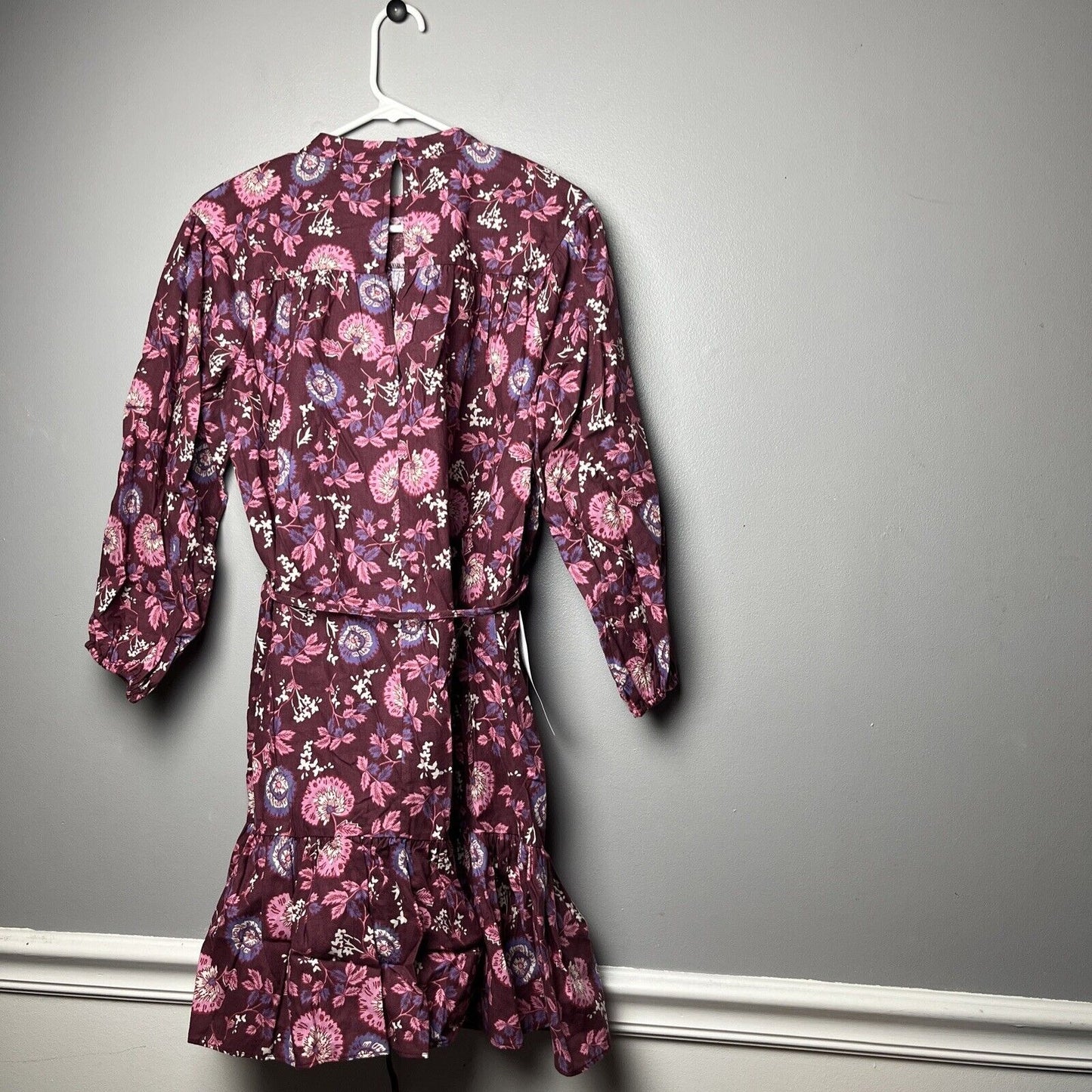 Topshop Long Sleeve Woven Floral Mini Dress in Paisley Cotton/linen Size 8 NWT