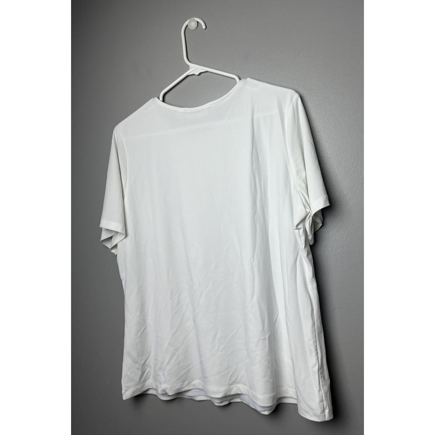 Susan Graver Essentials Liquid Knit Short Sleeve Top (White, Large) A213552