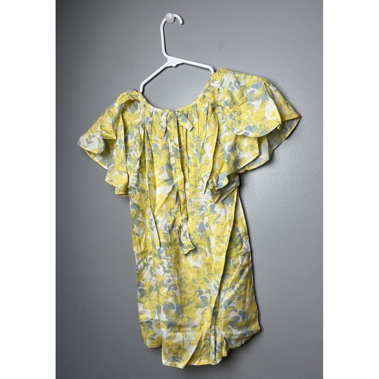 Candace Cameron Bure Printed Tulip Sleeve Bow Back Blouse Honeysuckle XS