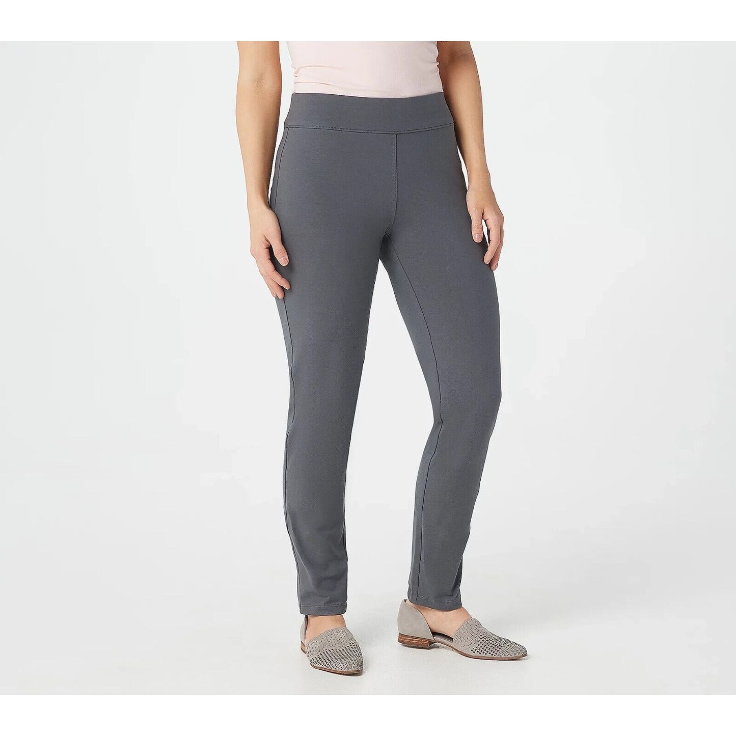 Susan Graver Weekend Premium Stretch Slim Leg Pull-On Pants Pocket Grey Size 2X