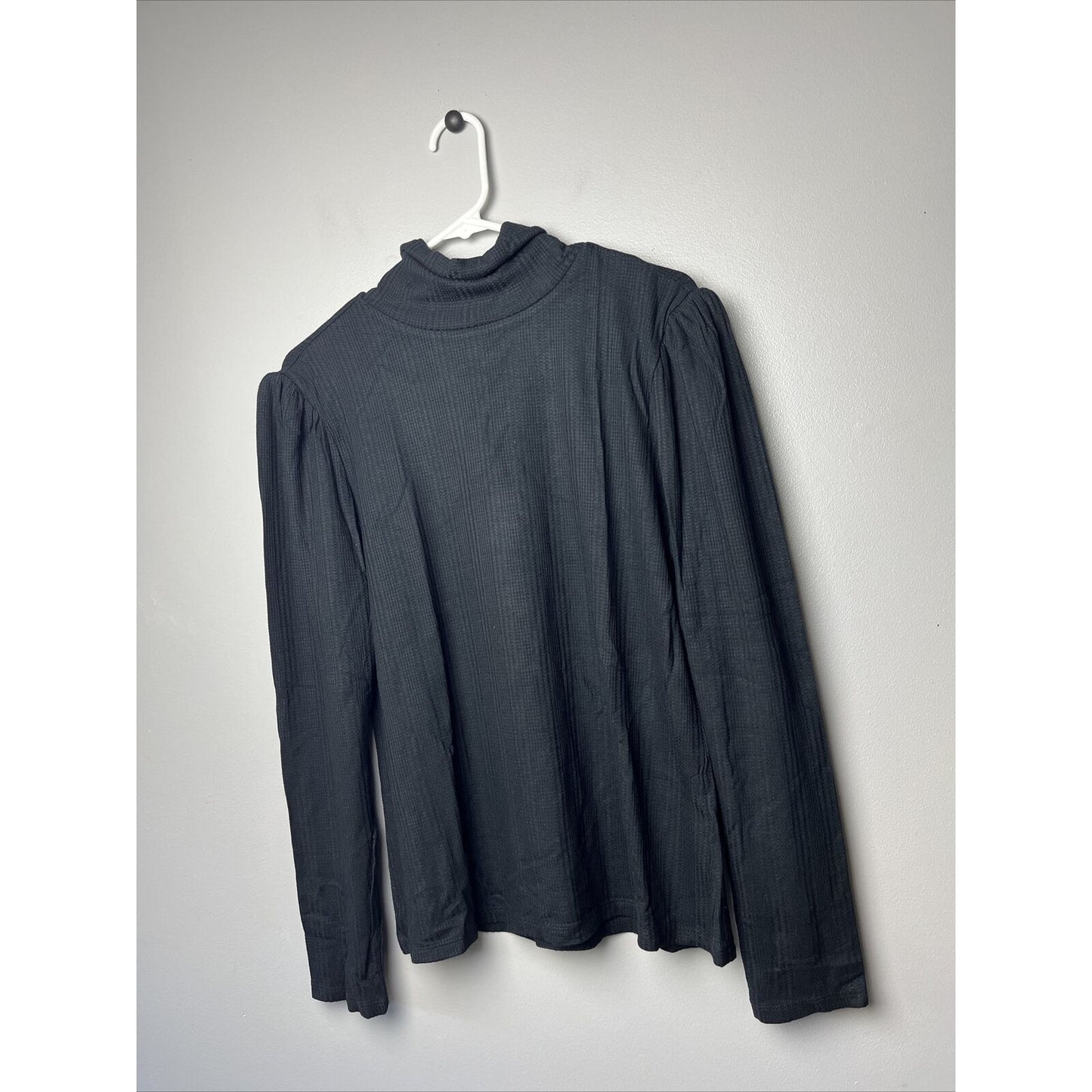Candace Cameron Bure Puff-Sleeve Turtleneck A462085 BLACK Size Medium