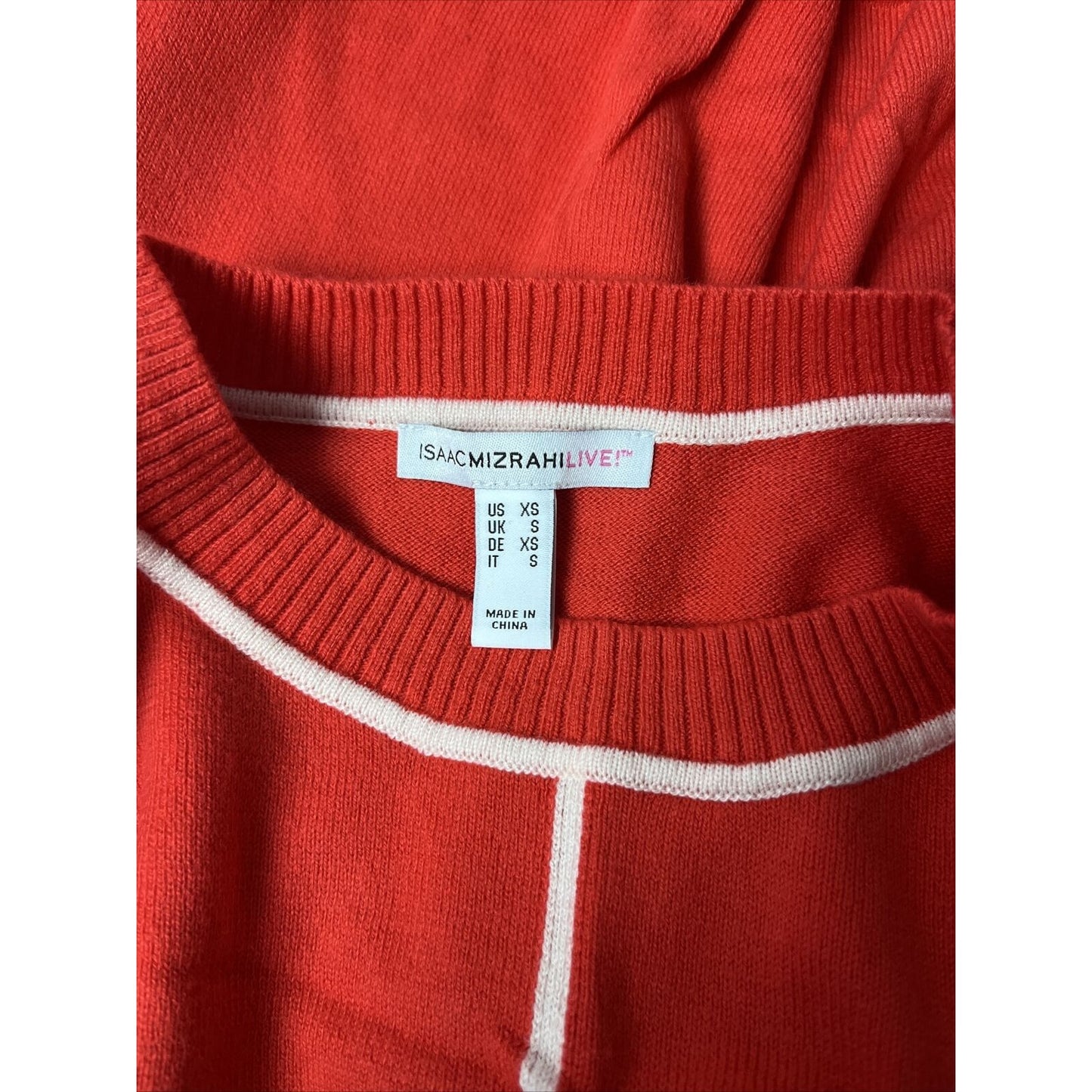 Isaac Mizrahi Live! Drop Shoulder Pullover w/ Contrast (Poppy Red, XS) A471739