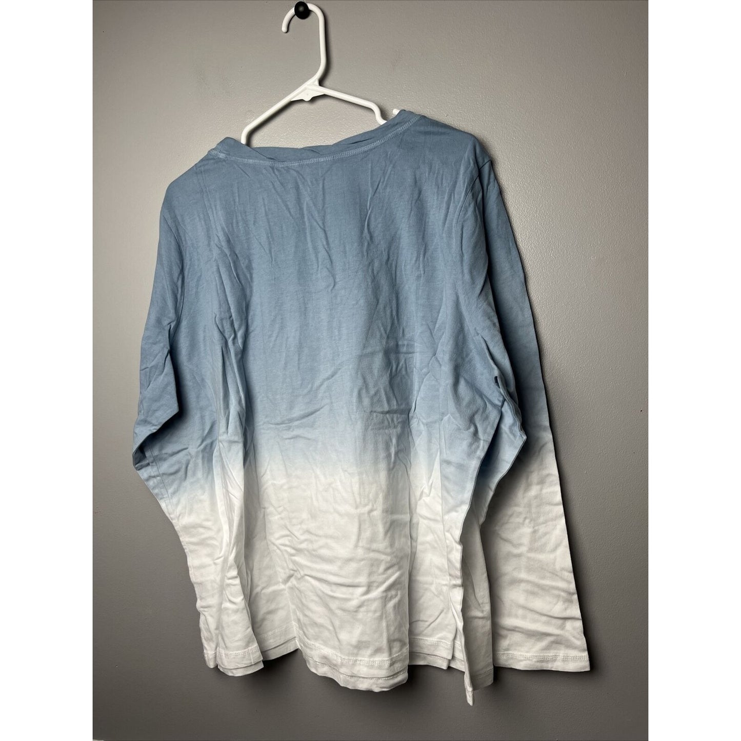 Candace Cameron Bure The Ocean Dipped Long-Sleeve Tee Top Blue 2X Size