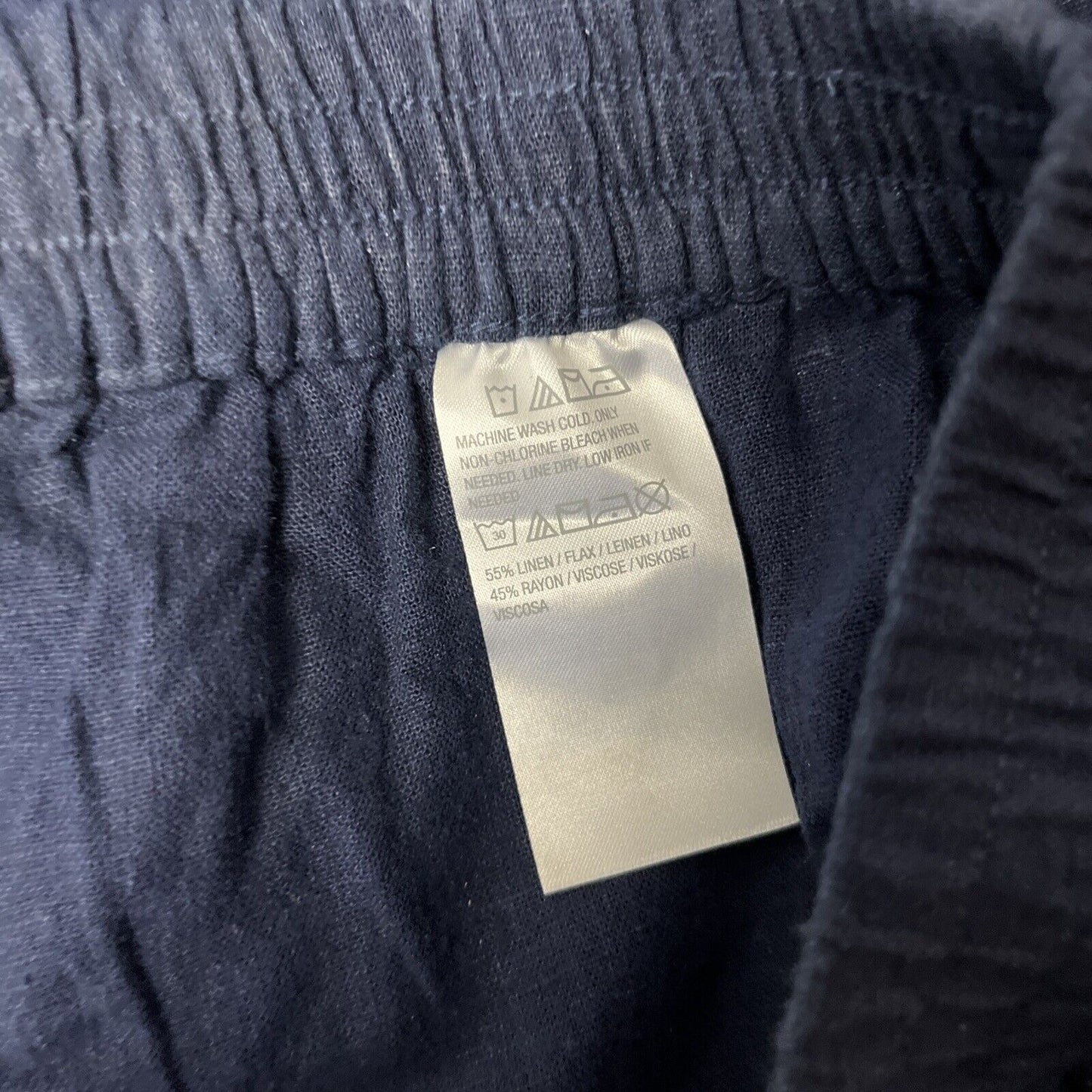 Susan Graver Regular Pure Easy Linen Utility Crop Pant (Navy, Large) A498821