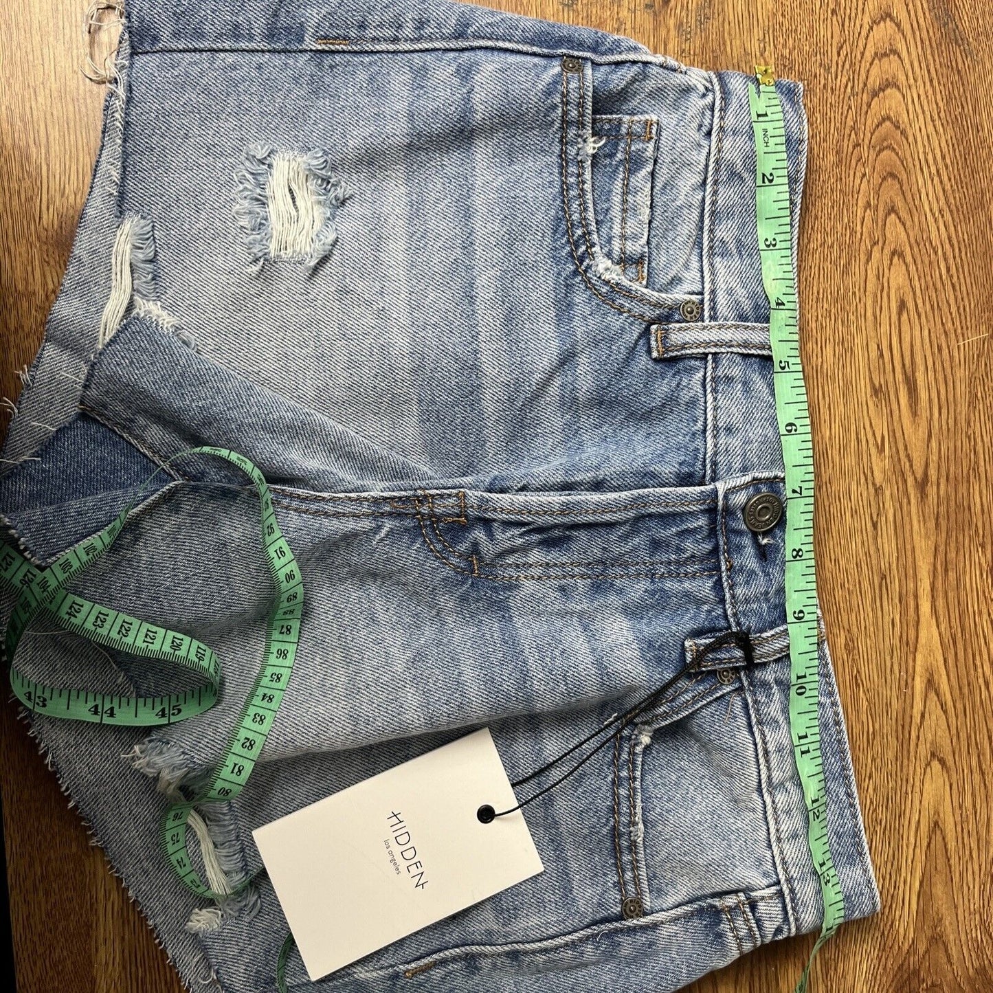 Hidden Jeans Women's High Rise Shorts Raw hem Distressed ripped Blue Size XS