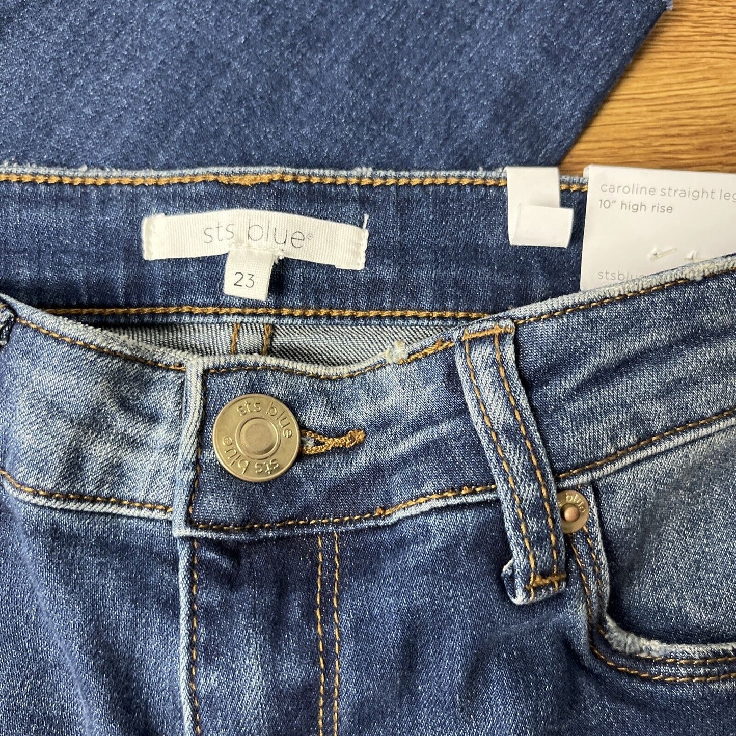 M1083 STS BLUE Caroline High Rise Straight Leg Raw Hem Jeans Blue Womens Size 23