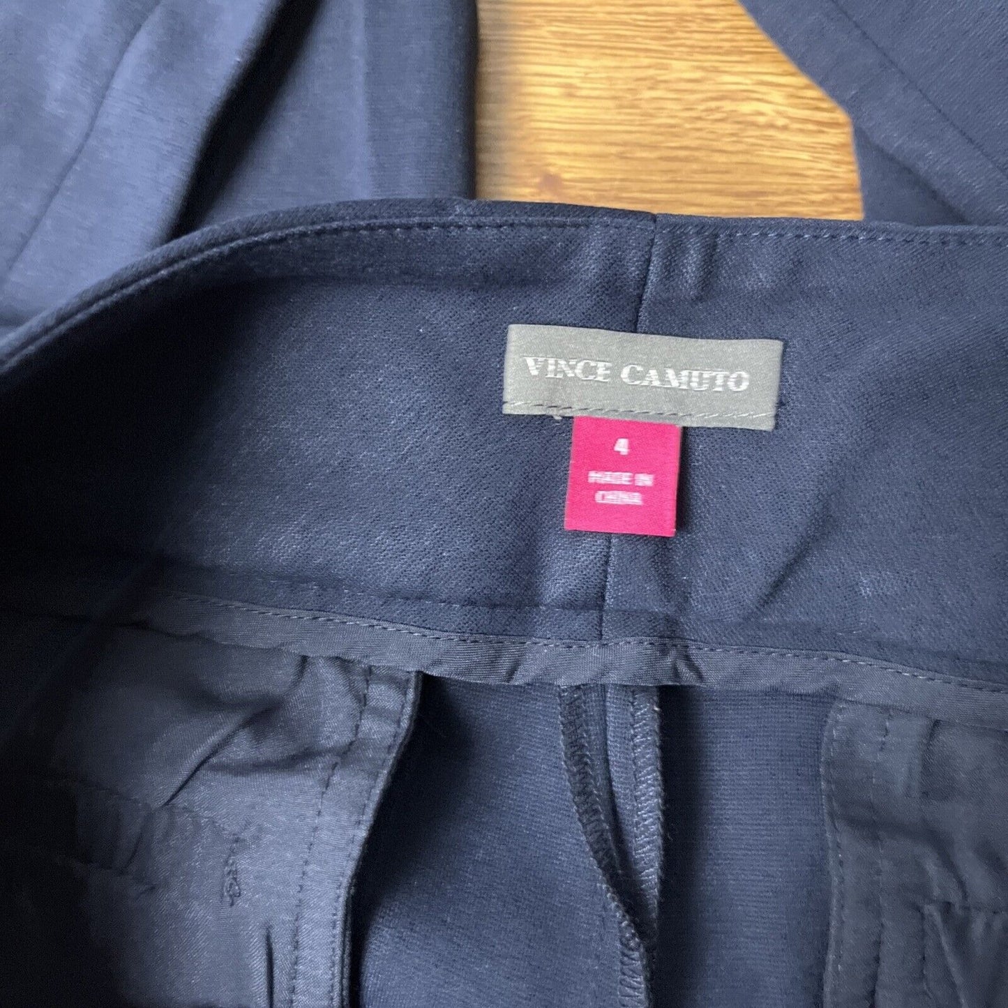 Vince Camuto Women Ponte Mid Rise Straight Leg Casual Trouser Pants Navy Size 4