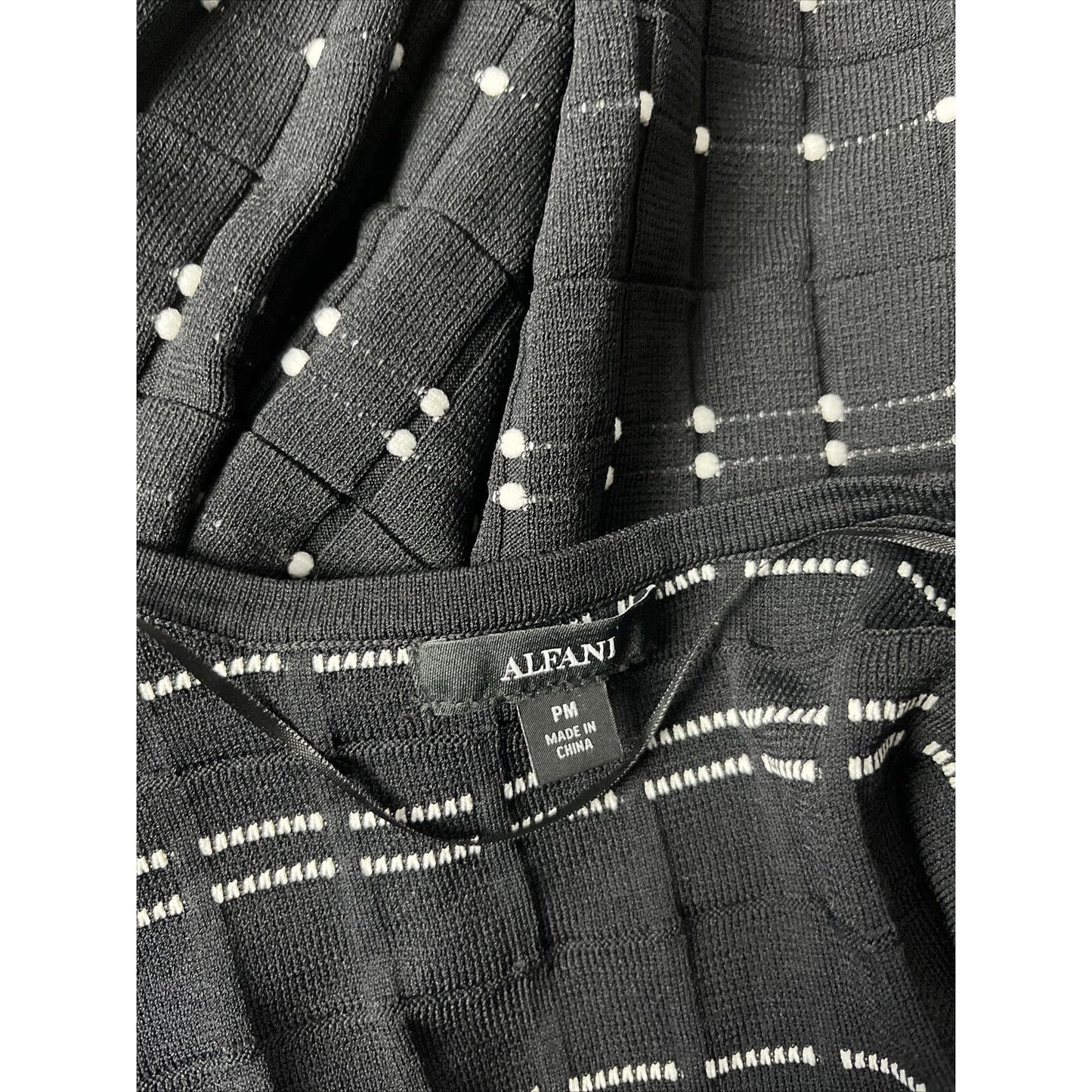 Alfani Black/White Dot Stitch 3/4 Sleeve Cardigan Size M Petite