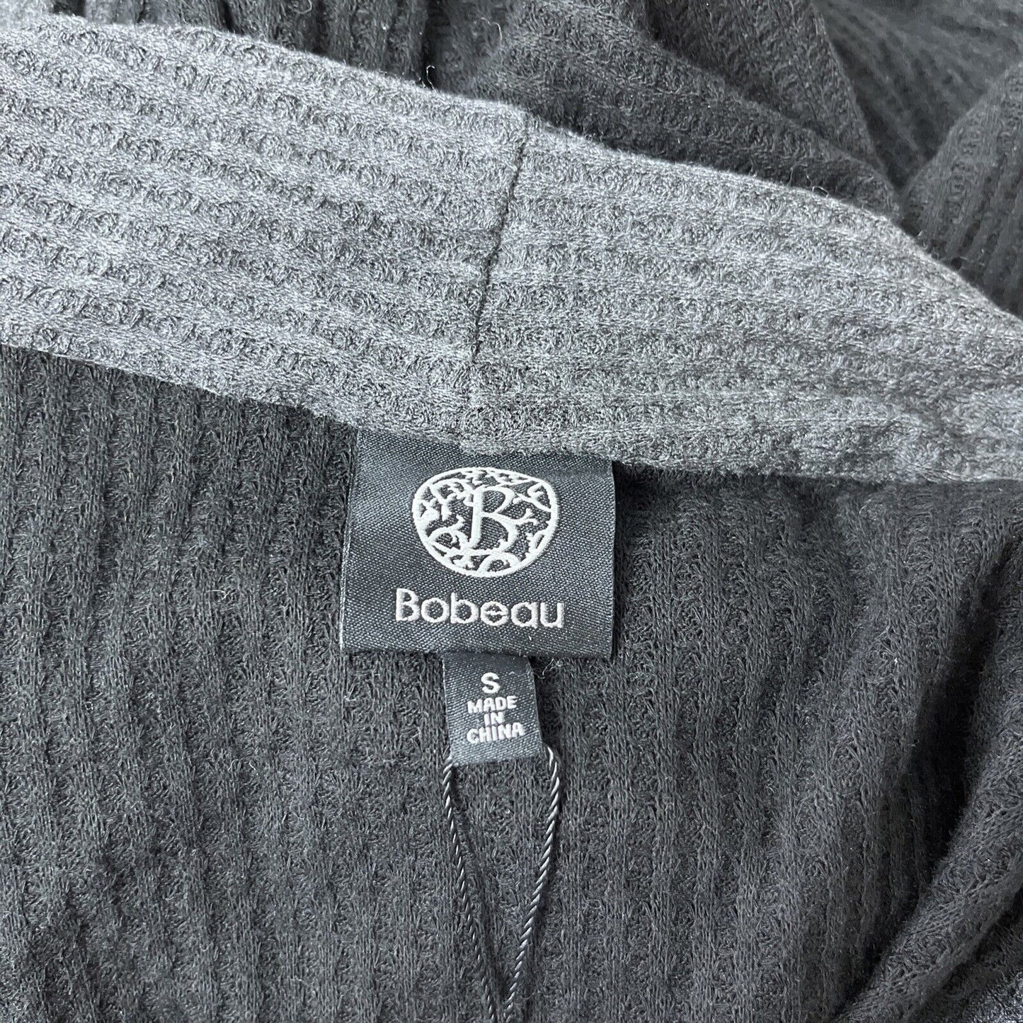 Bobeau Waffle Color Block Cardigan in Gray Black Size Small