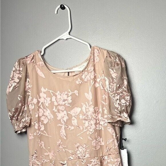 ASTR the Label Puff Sleeve Monarch Midi Dress Size L Pink NWT