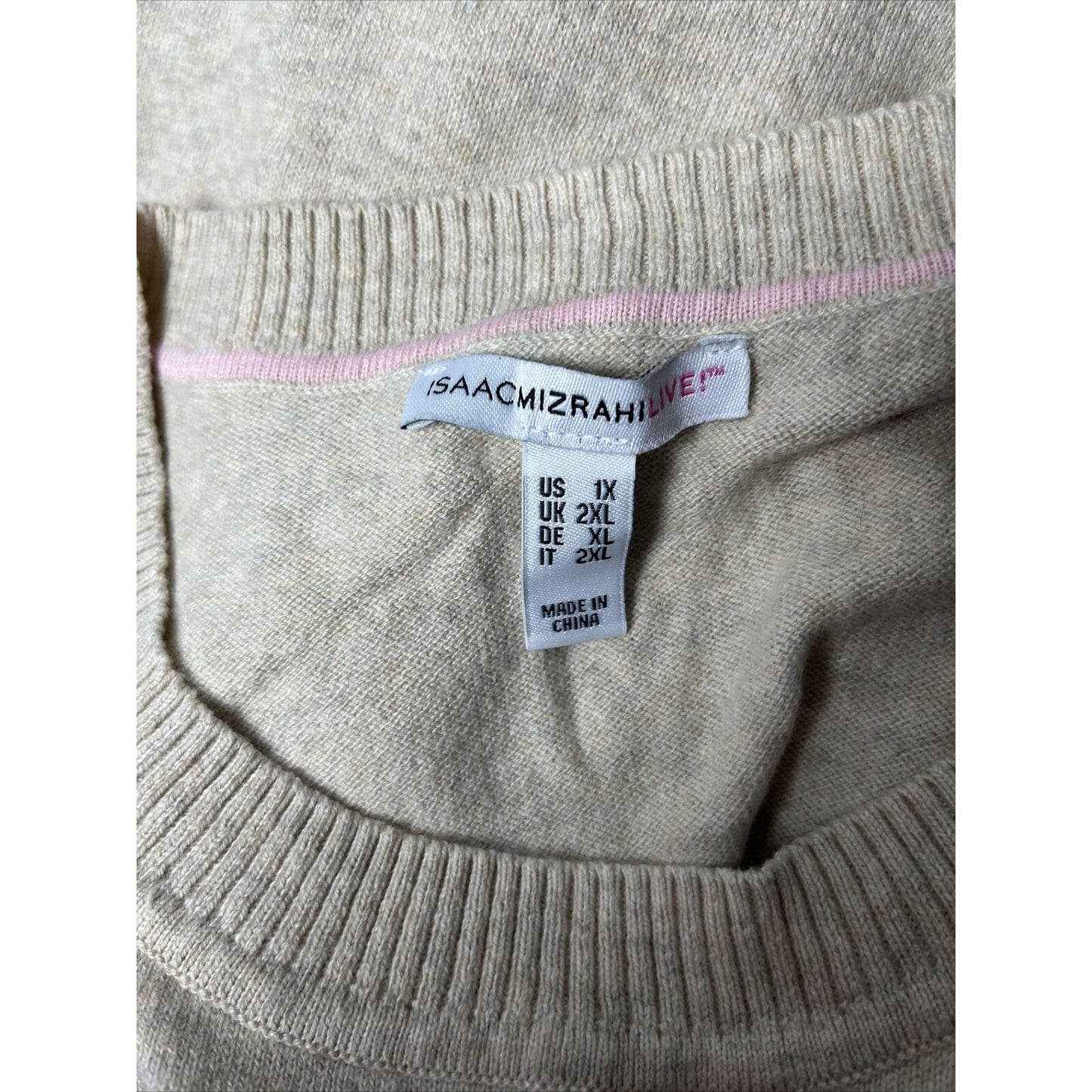 Isaac Mizrahi Live! Tulip Hem Pullover Sweater Heather Oatmeal Size 1X NWOT