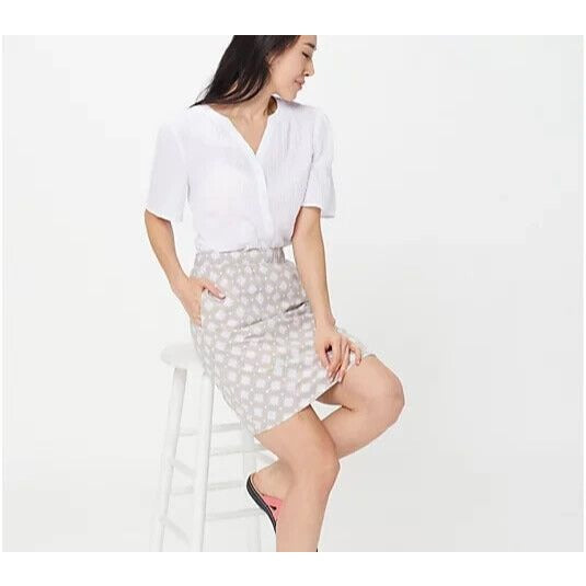 Denim & Co. Active Printed French Terry Pull-On Skort-Warm Gray-Large-A397029