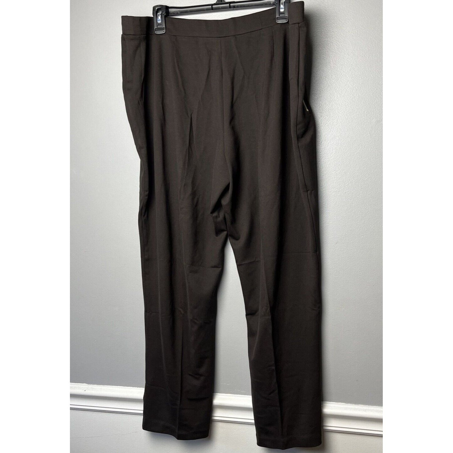 Susan Graver Women Supreme Knit Slim Leg Pants with Zipper Pocket Detail XL Size