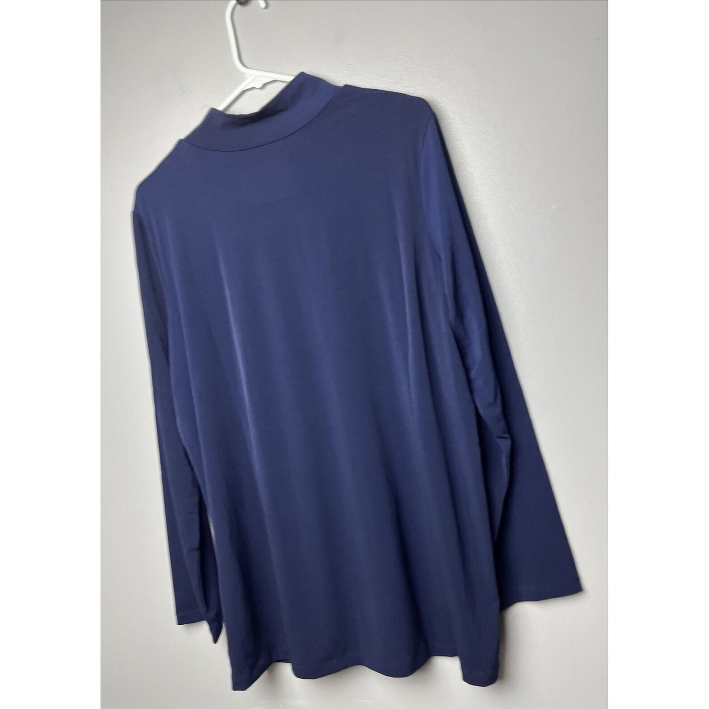 Susan Graver Modern Essentials Tunic Top Long Sleeve - Navy - XL