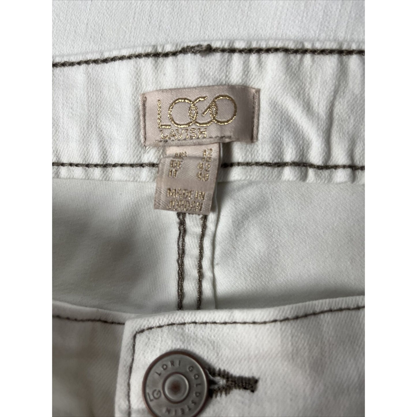 LOGO Lavish by Lori Goldstein Slim-Leg Boyfriend Jeans-Alabaster-Reg 12-A395470