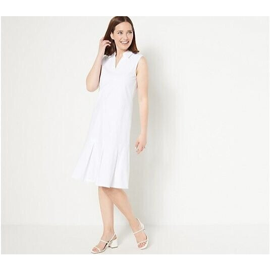 Wicked by Women with Control Pleated Polo Dress-White-Large-NEW-A512025