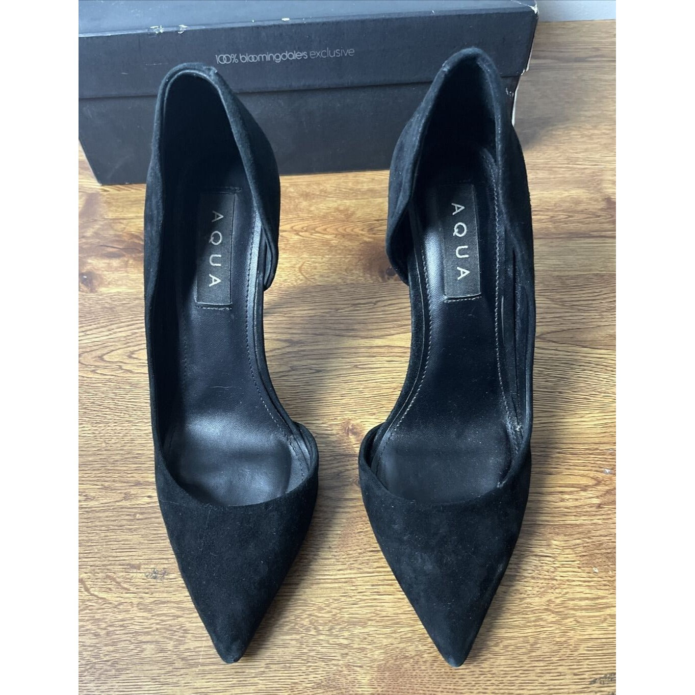AQUA Women's Dion Half d'Orsay High Heel Pumps Size 7.5 Black Suede