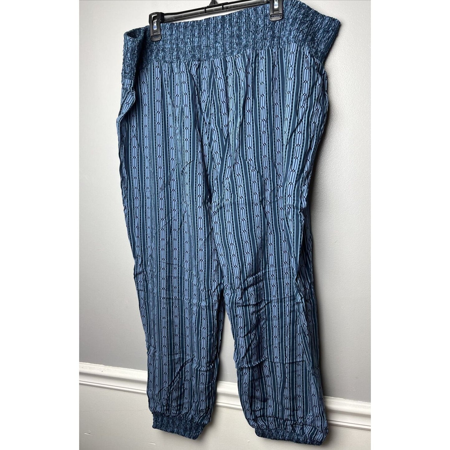 The Muses Closet Pants Smocked Waist and Hem Jogger in Slate Blue Size 2X