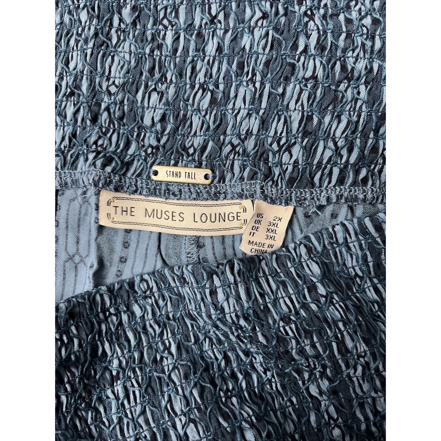 The Muses Closet Pants Smocked Waist and Hem Jogger in Slate Blue Size 2X