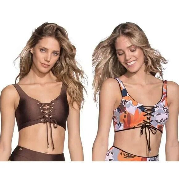 Maaji Dazzling Reversible Bikini Top, Women's Size M, Brown - NEW