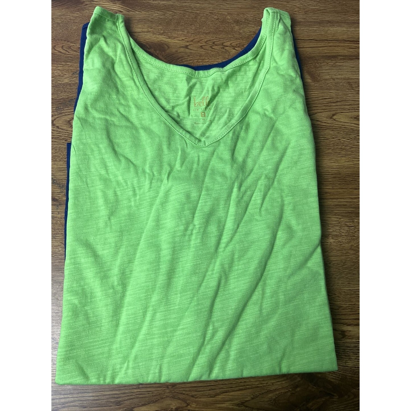 Belle by Kim Gravel Slub Knit Set of 2 V-Neck Tanks Navy/Green XL A50126