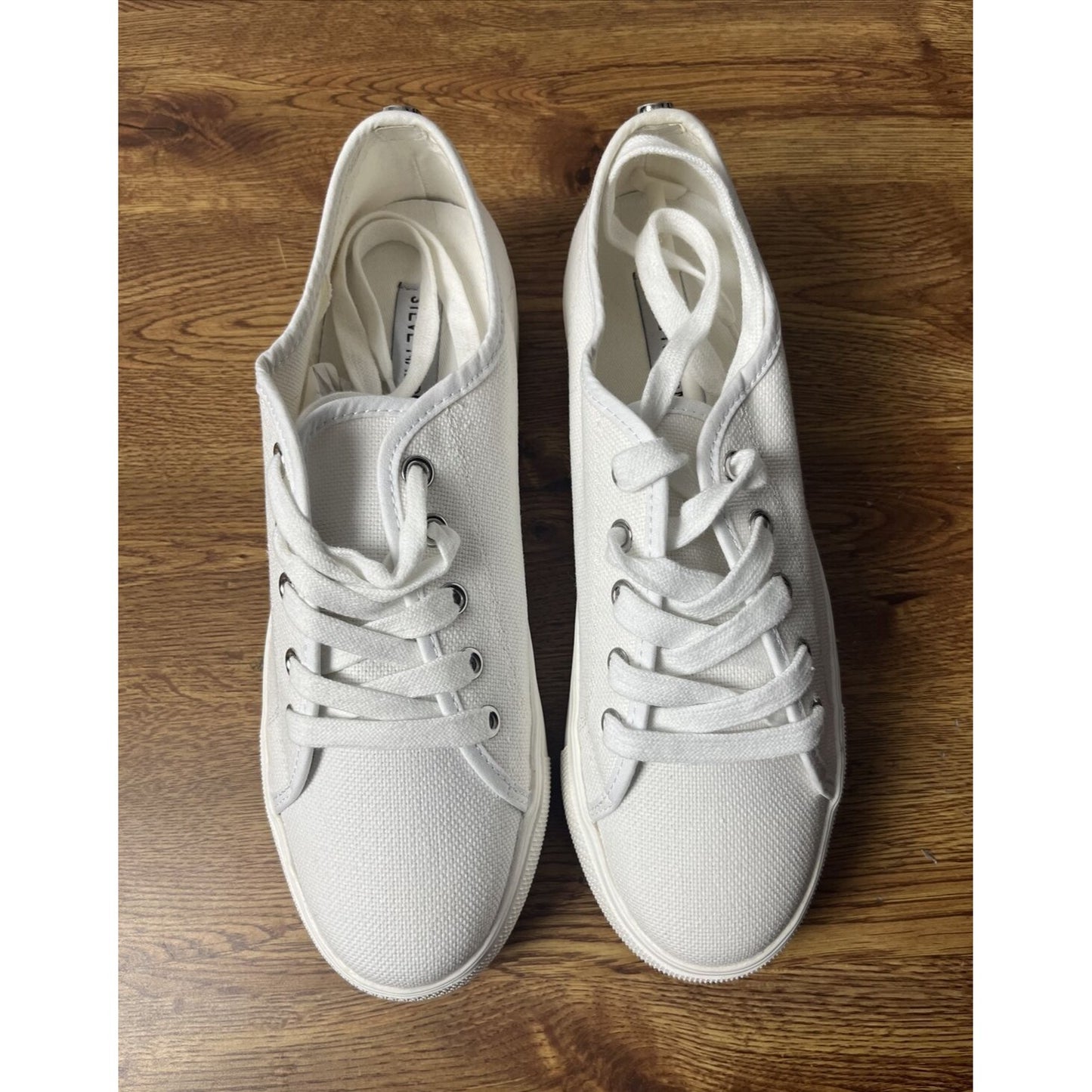 Steve Madden Elore White Lace Up Chunky Heel Low Top Breathable Sneakers Sz 9.5M