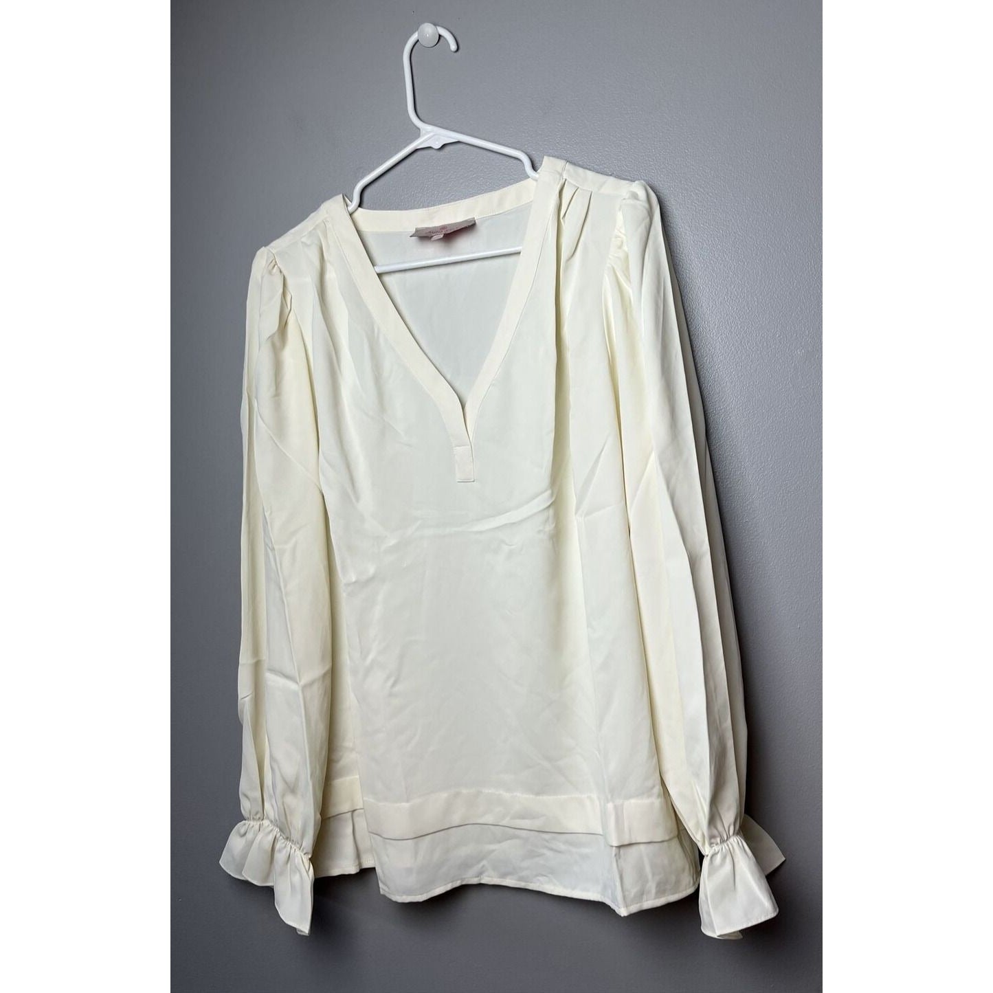 Laurie Felt Women's Top Cloud 9 Split-Neck Blouse Ivory A459899 SIZE Large