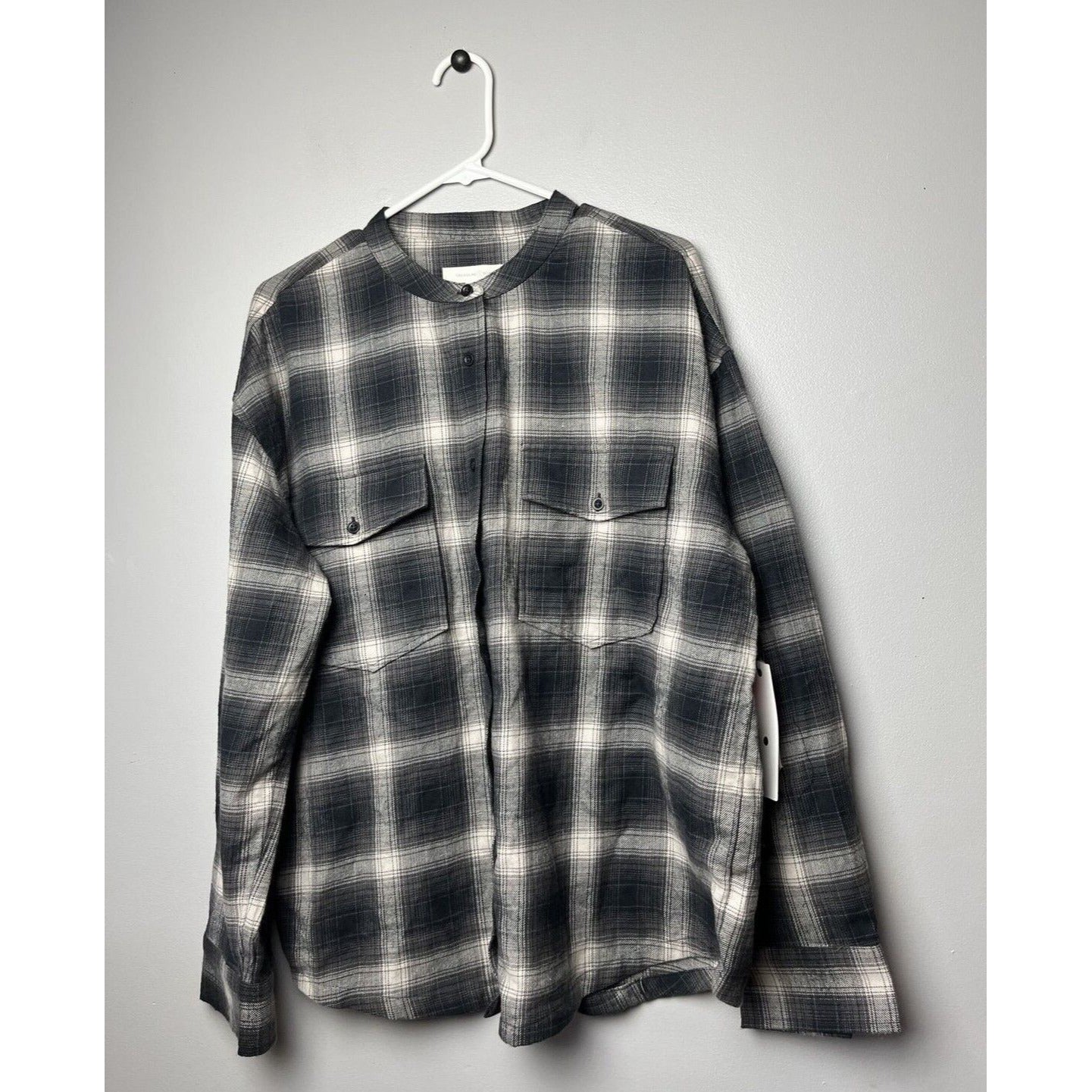 Treasure & Bond Black Gray Flannel Button Shirt New NWT