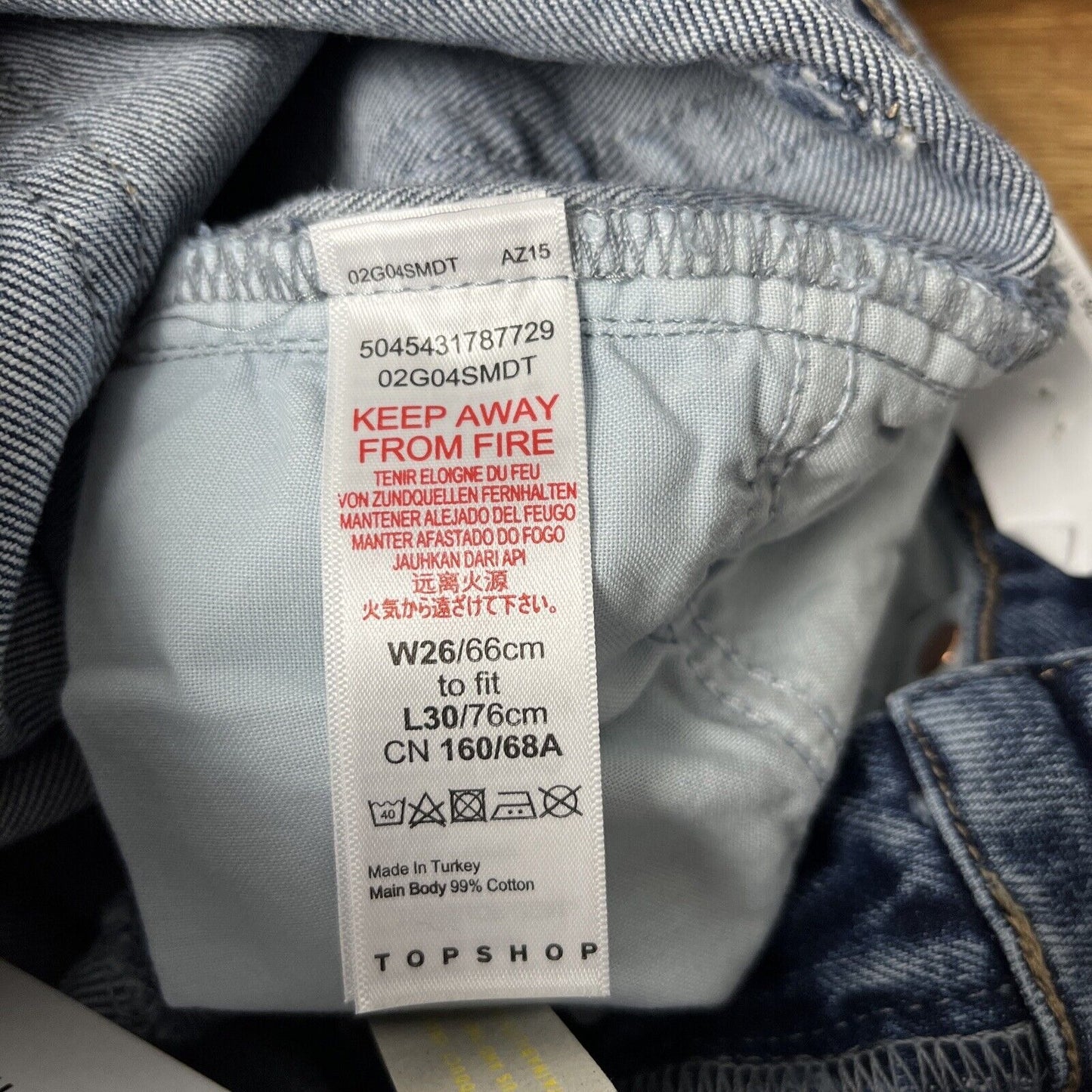 New Topshop Raw Hem Crop Straight Leg Jeans Women's 26 x 30 Blue Denim