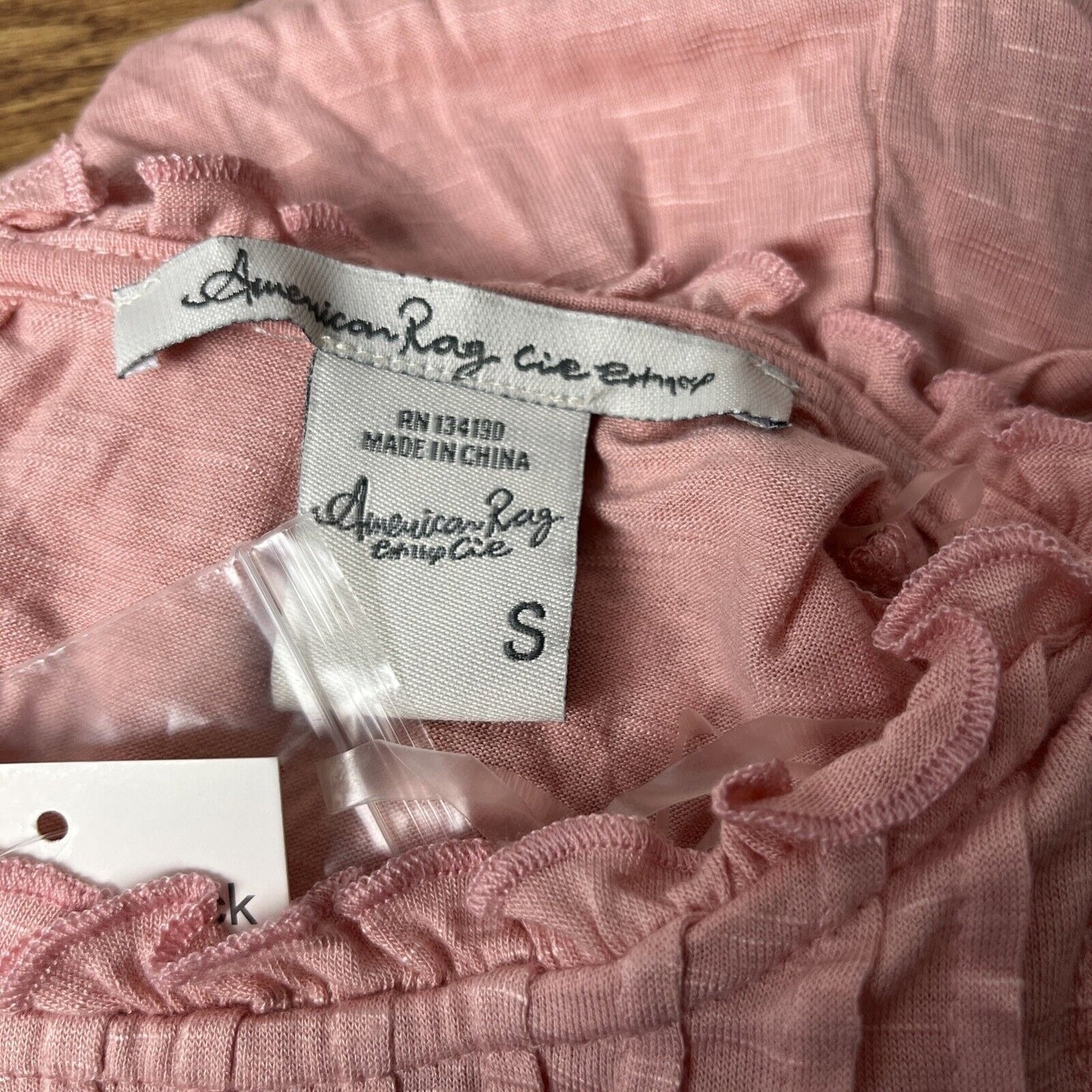 American Rag Women's Flutter Sleeve Embroidered Top Pink Size Small