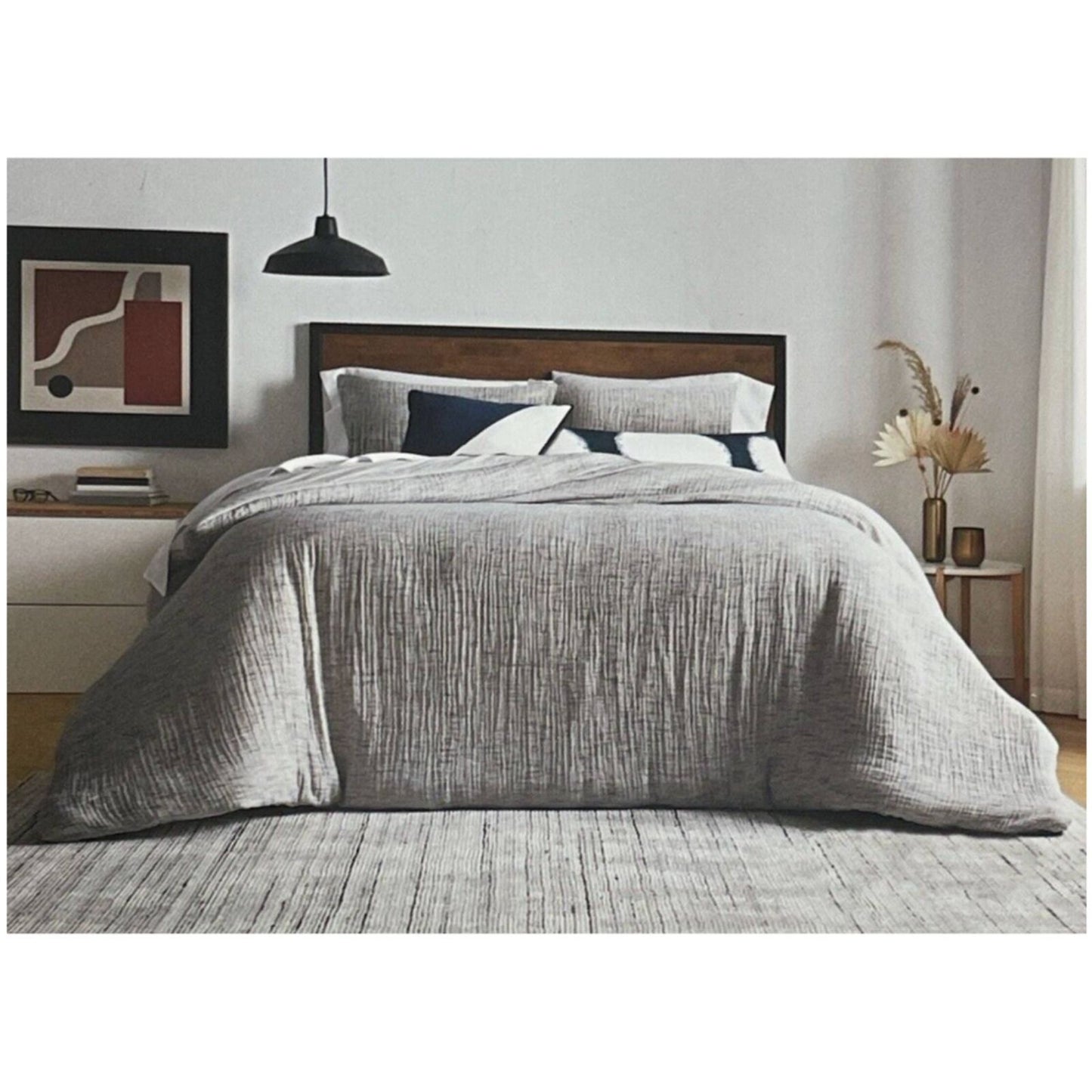 Studio 3B King Duvet Cover 3pc Set ~ Matelasse Texture~Mood Indigo/Coconut Milk