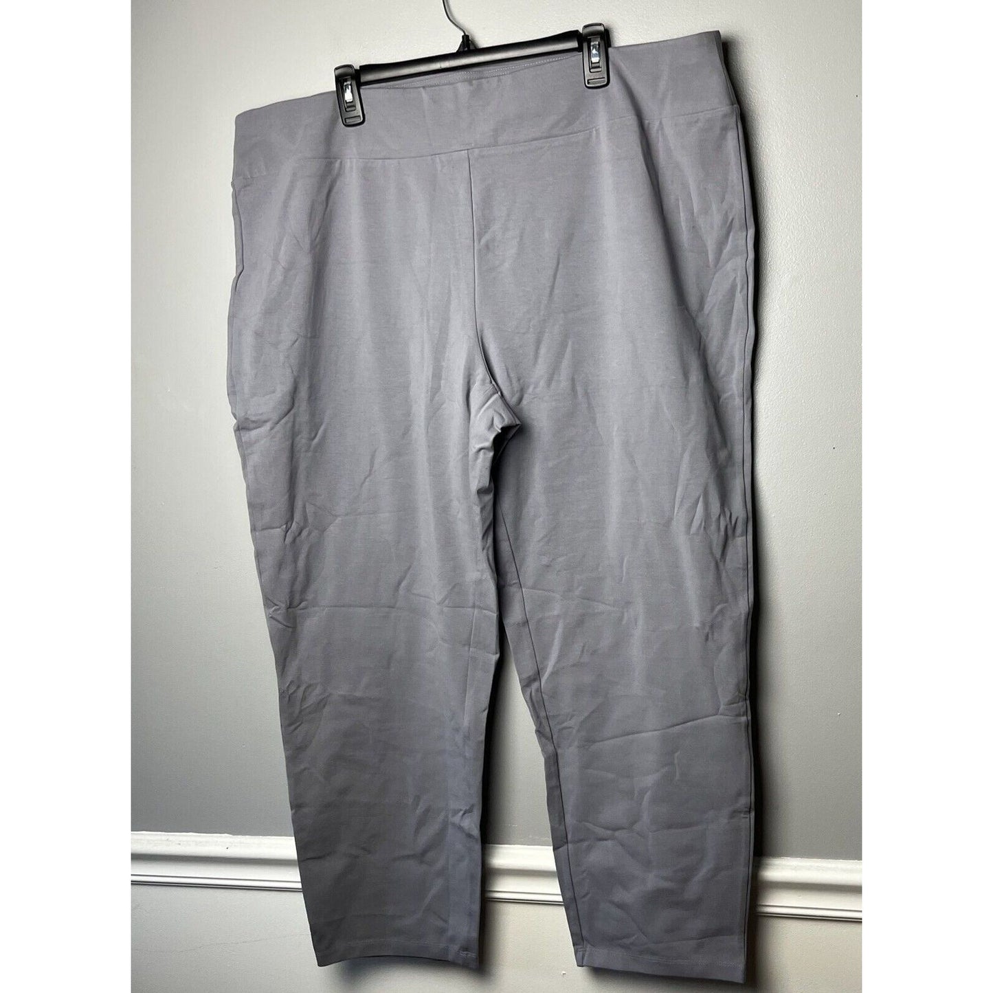Susan Graver Weekend Premium Stretch Slim Leg Pull-On Pants Pocket Grey Size 2X