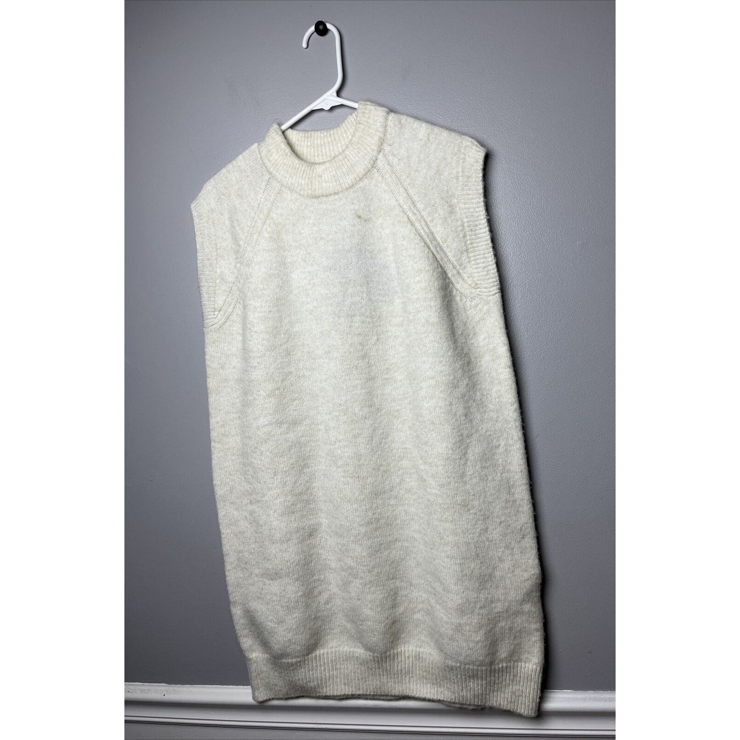 Vero Moda NWT Vigga M Sleeveless O Neck Vest Sweater Tunic Dress Cream Layering