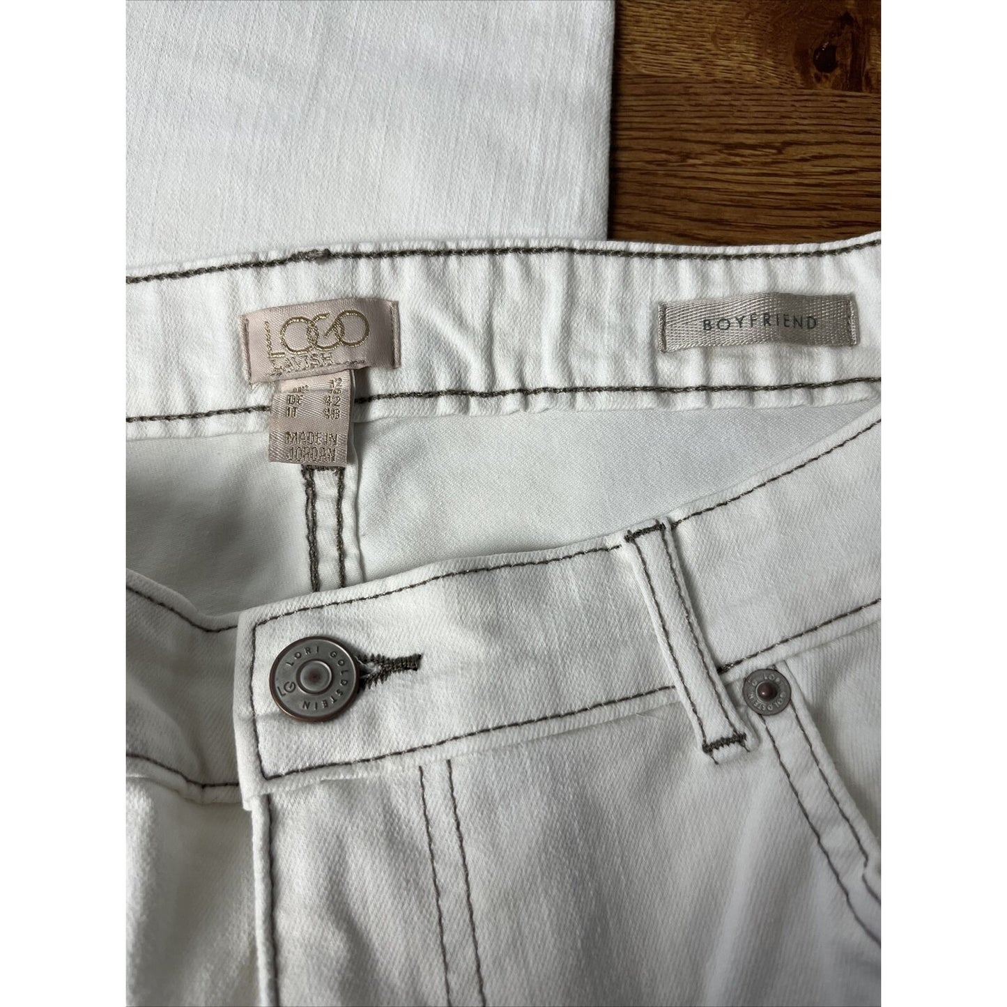 LOGO Lavish by Lori Goldstein Slim-Leg Boyfriend Jeans-Alabaster-Reg 12-A395470