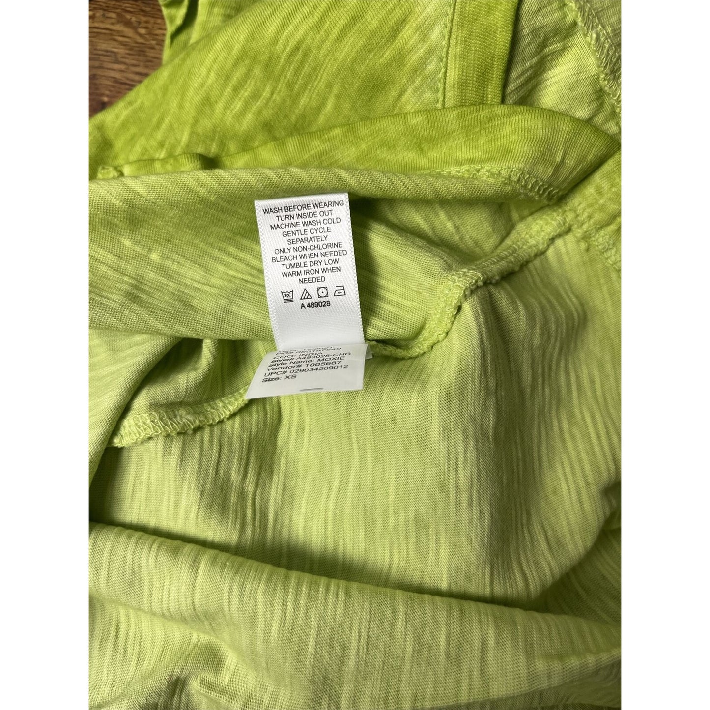 LOGO by Lori Goldstein Distressed Cotton Slub V-Neck Top Chartreuse Size XS