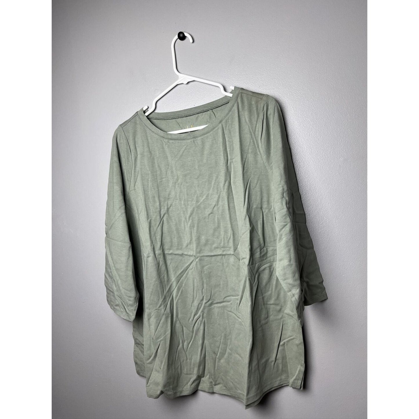Belle Kim Gravel Set of 2 TripleLuxe Knit 3/4-Sleeve Tops- Camo/Green Tea, Large