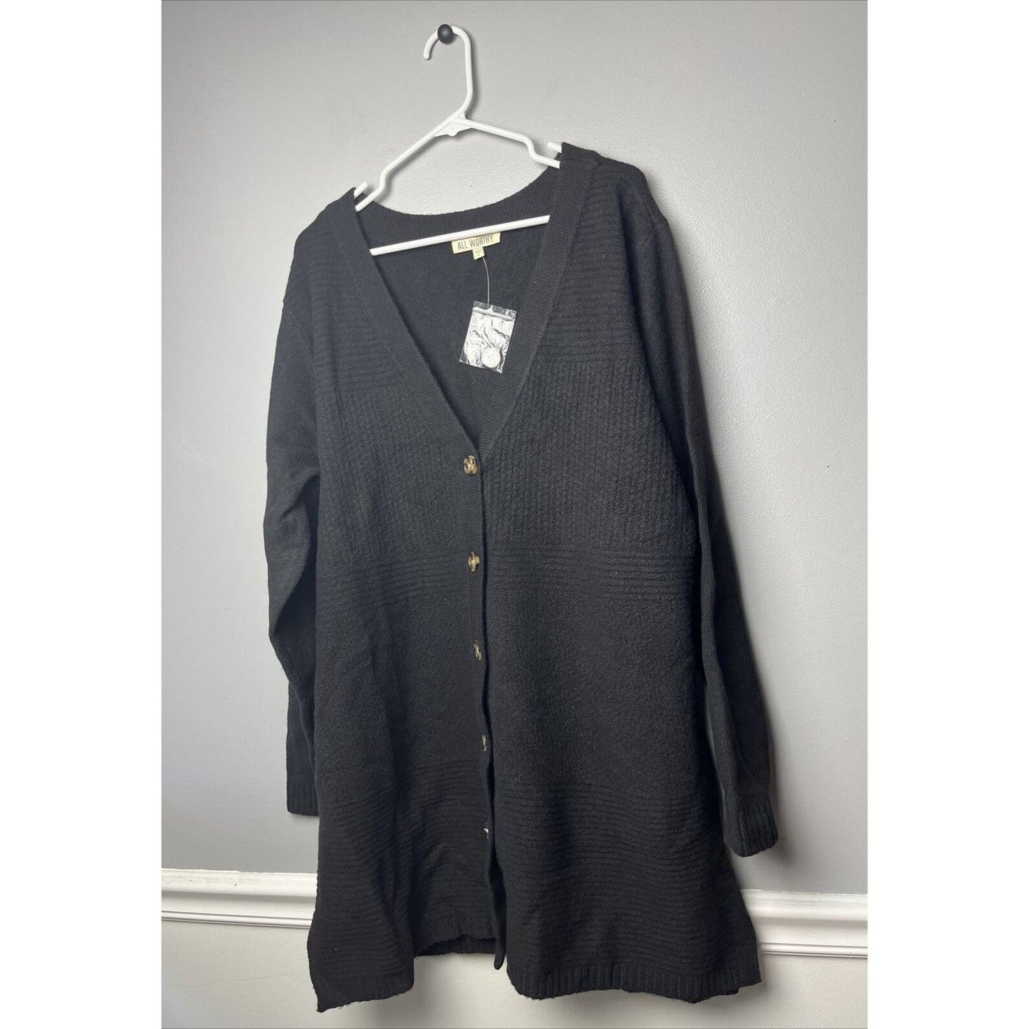 All Worthy Hunter McGrady Button Front Cardigan BLACK, X-LARGE A519002