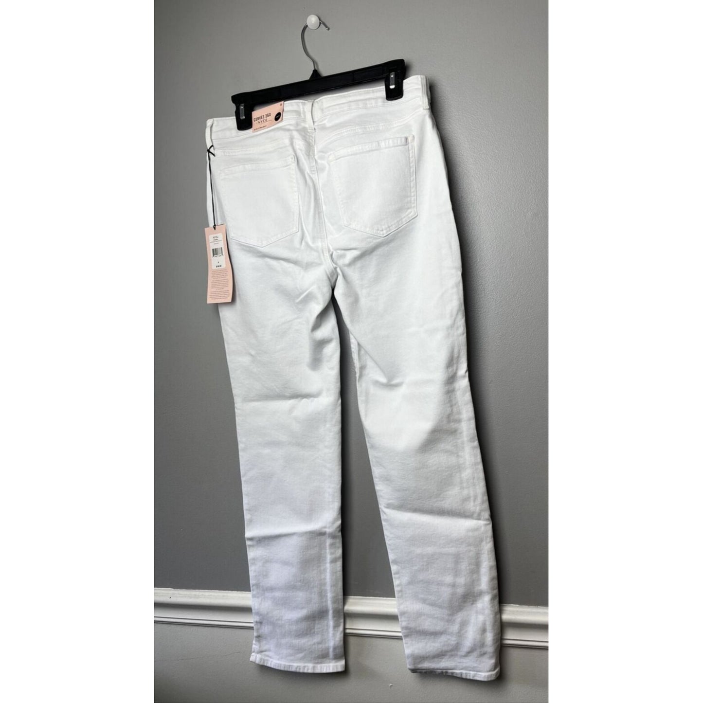 Curves 360 by NYDJ Slim Straight Ankle Jeans w/Side Slits NWT White Size 8