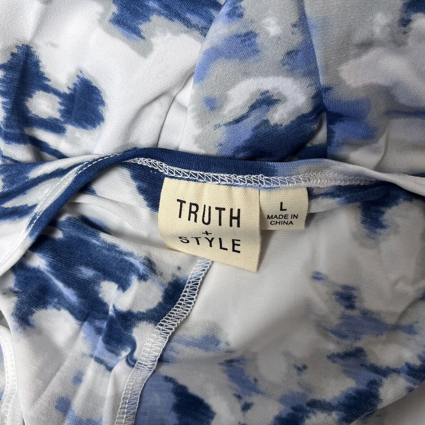 Truth + Style Regular Drape Jersey Cap Sleeve Dress Navy Watercolor L NWOT