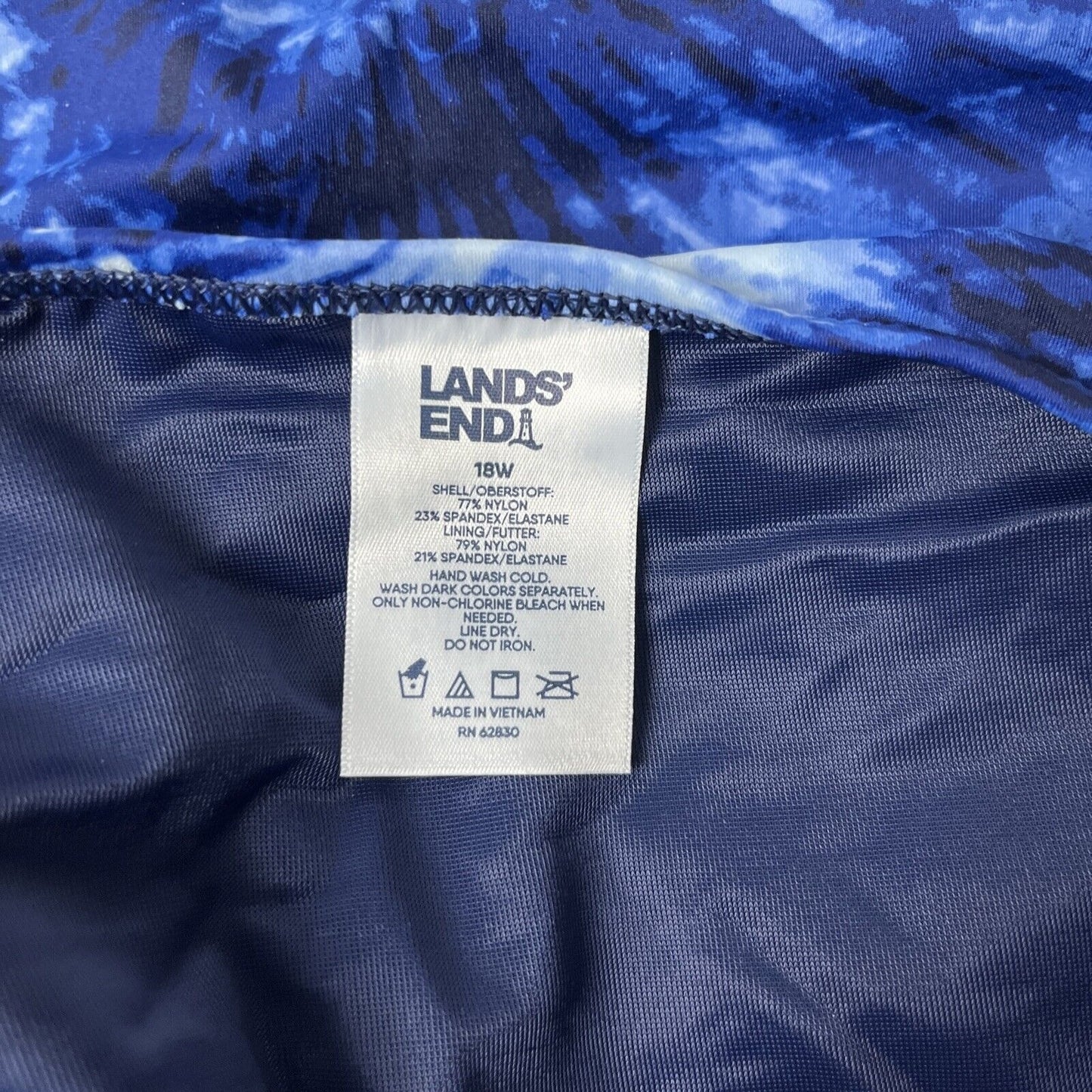 Lands' End High Neck UPF 50 Top Tankini Tie Dye Palm 18W NWOT