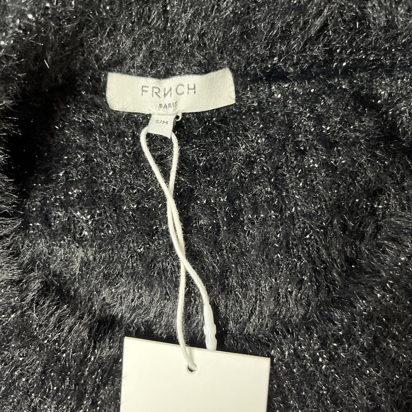 FRNCH Paris Black Eyelash Knit Metallic Sweater size S/M