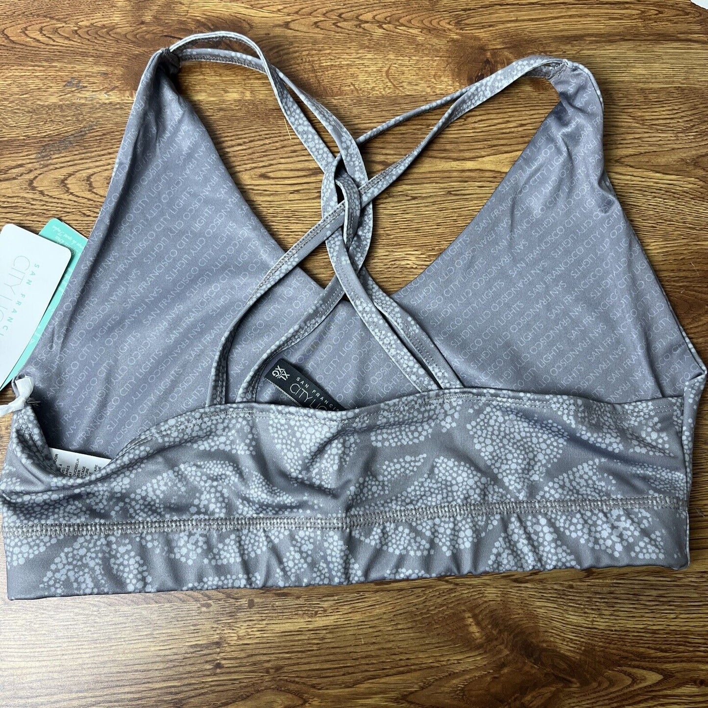 San Francisco City Lights Grey Taylor Lotus Dot Print Sports Bra Size XL