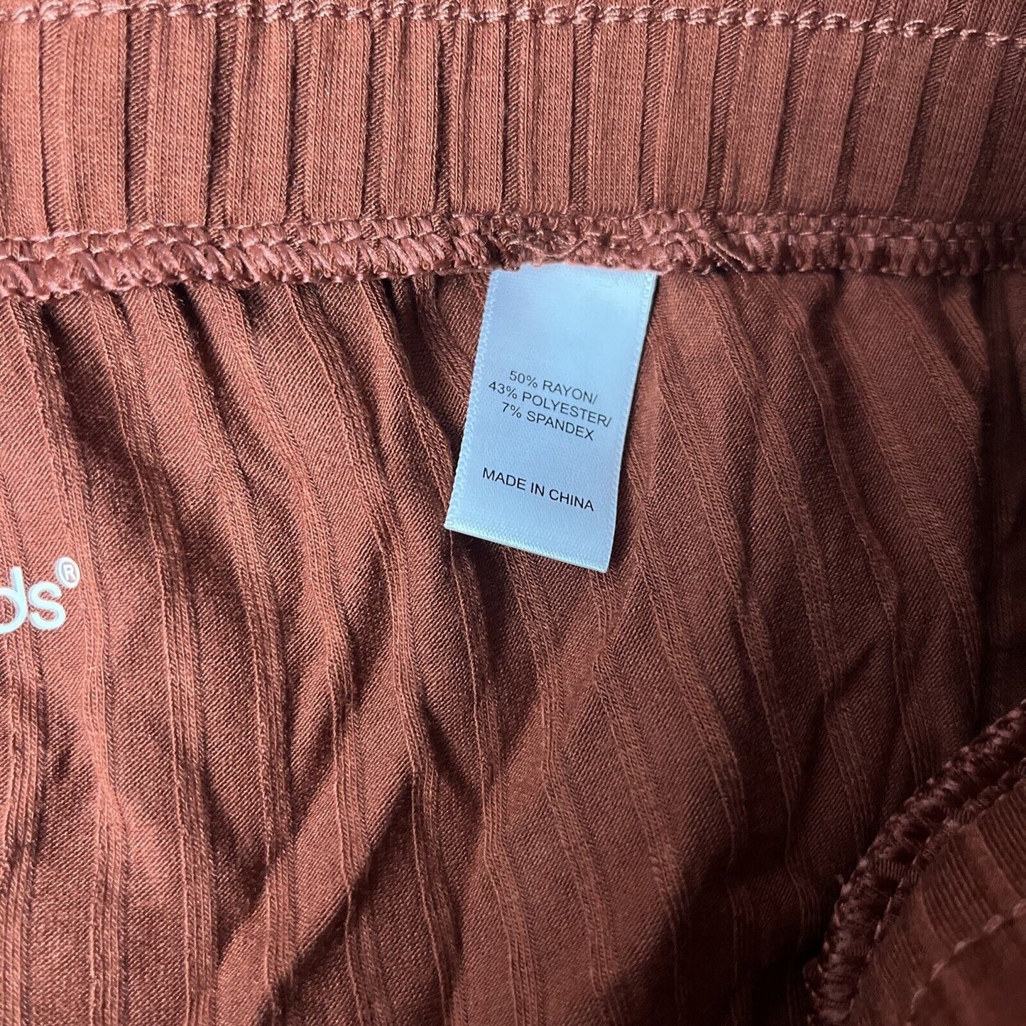 Cuddl Duds Wide Rib Wide Leg Pants Brandy Brown Small NEW A391707