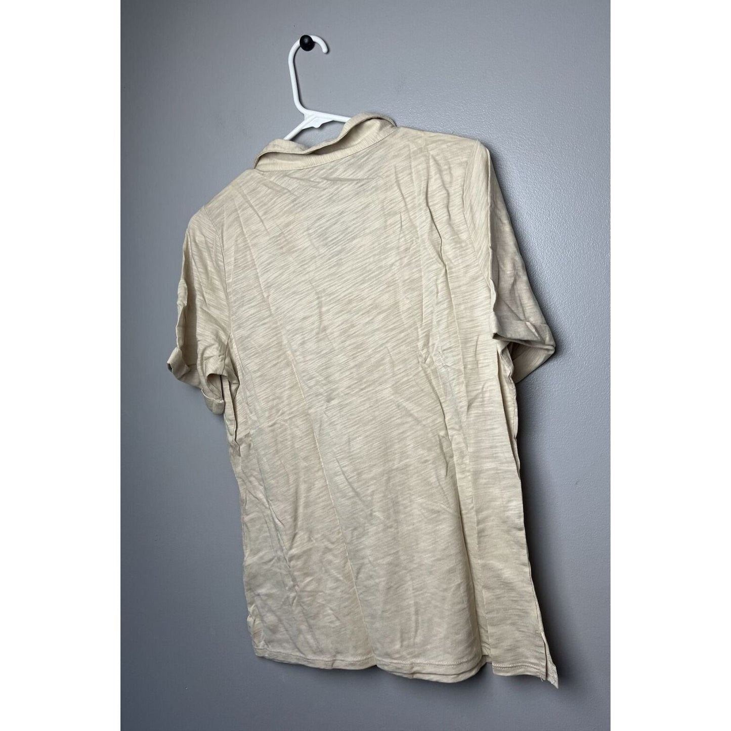 Belle by Kim Gravel Slub Knit Short Sleeve Shirt Sand Bar M NWOT