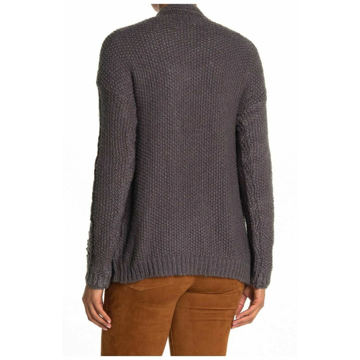 CENY Women's Mix Cable Grandpa Knit Cardigan Sweater In Dark Charcoal Size M