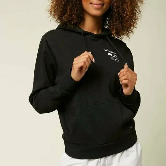 O'Neill Women Hoodie M Black Logo Graphic Women of the Wave Pullover Fleece