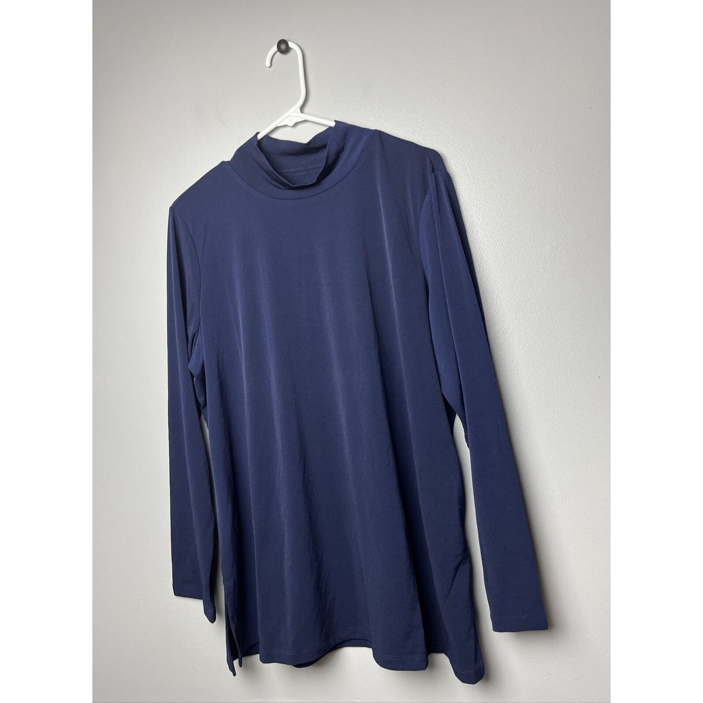 Susan Graver Modern Essentials Tunic Top Long Sleeve - Navy - XL