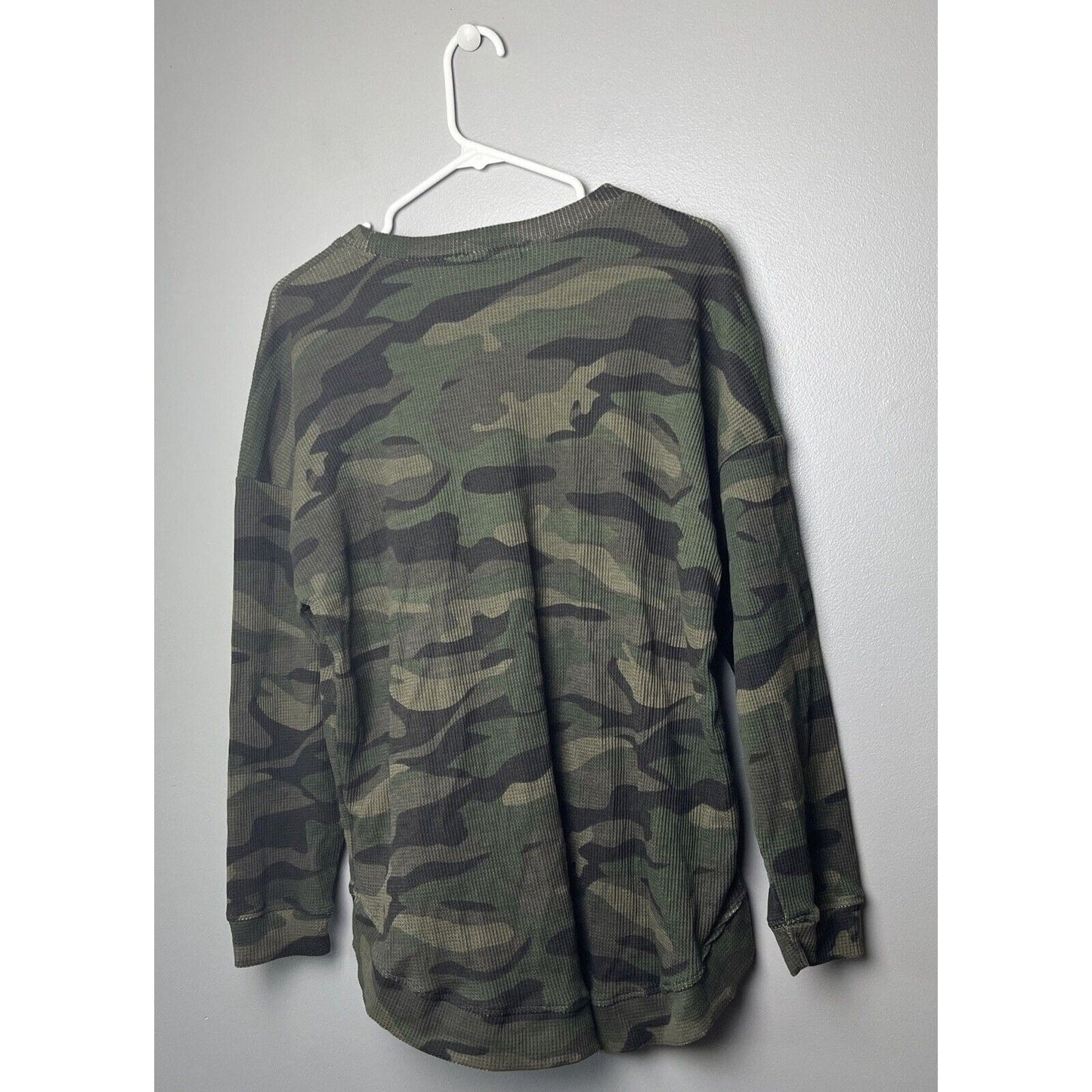 RDI Women's Camo Print Waffle Knit Sweater Top Size Small