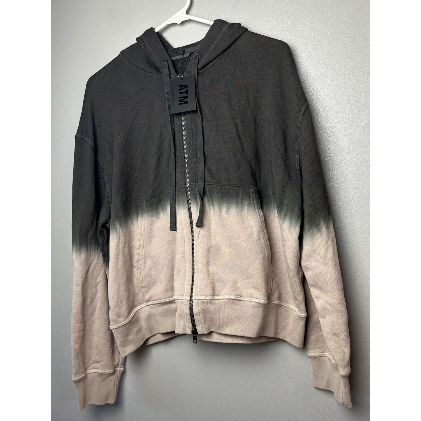 ATM Anthony Thomas Melillo Dip Dye Full Zip Hoodie Womens S NWT Sweatshirt Gray