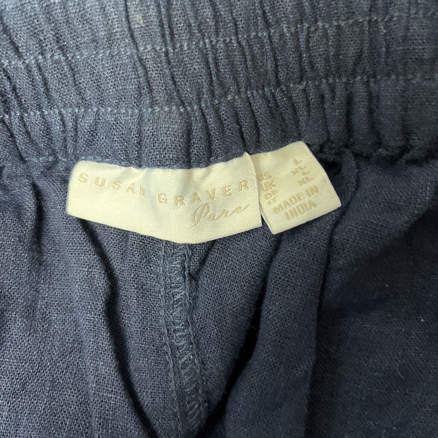 Susan Graver Regular Pure Easy Linen Utility Crop Pant (Navy, Large) A498821